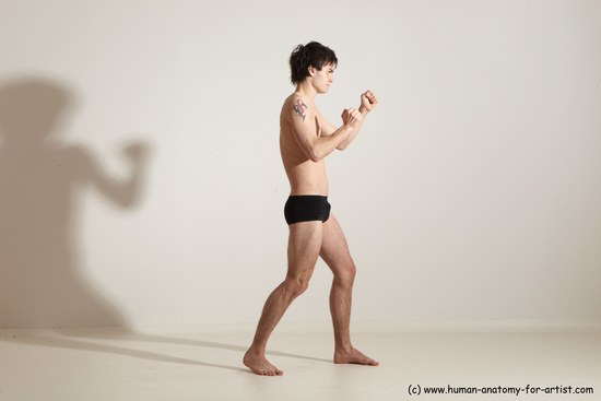 Nude Martial art Man White Standing poses - ALL Slim Short Brown Standing poses - simple Dynamic poses Realistic