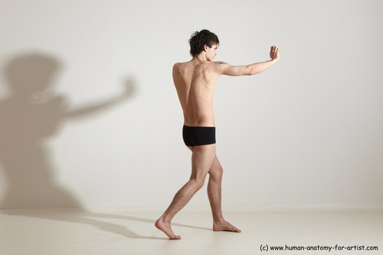 Nude Martial art Man White Standing poses - ALL Slim Short Brown Standing poses - simple Dynamic poses Realistic