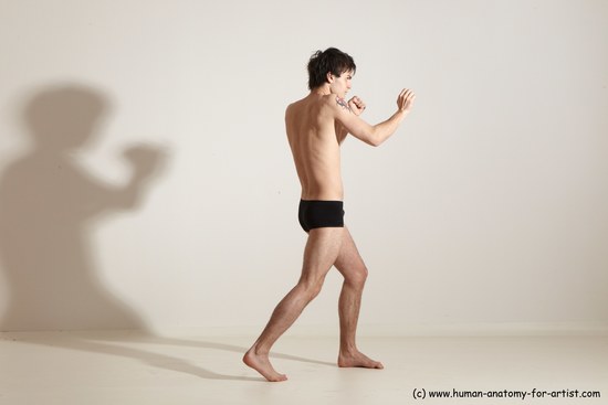 Nude Martial art Man White Standing poses - ALL Slim Short Brown Standing poses - simple Dynamic poses Realistic