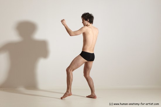 Nude Martial art Man White Standing poses - ALL Slim Short Brown Standing poses - simple Dynamic poses Realistic