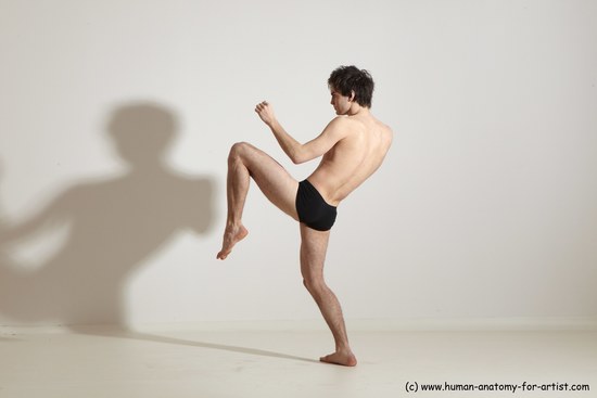 Nude Martial art Man White Standing poses - ALL Slim Short Brown Standing poses - simple Dynamic poses Realistic