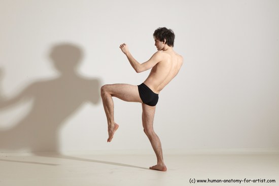 Nude Martial art Man White Standing poses - ALL Slim Short Brown Standing poses - simple Dynamic poses Realistic