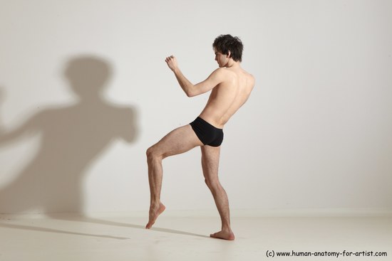 Nude Martial art Man White Standing poses - ALL Slim Short Brown Standing poses - simple Dynamic poses Realistic