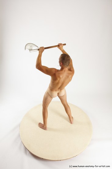 Nude Fighting with axe Man White Standing poses - ALL Slim Short Brown Standing poses - simple Multi angles poses Realistic