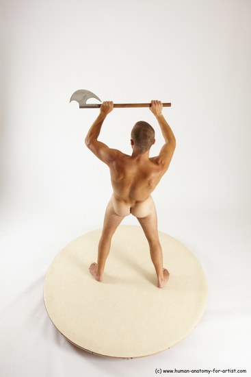 Nude Fighting with axe Man White Standing poses - ALL Slim Short Brown Standing poses - simple Multi angles poses Realistic