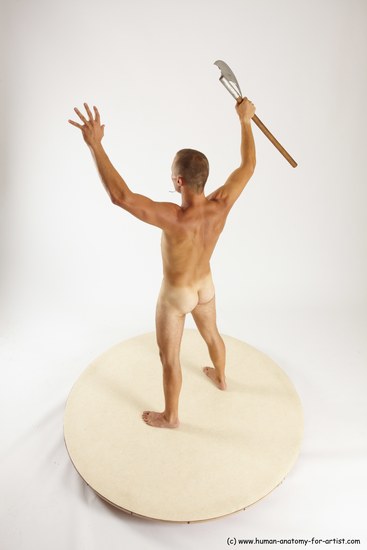 Nude Fighting with axe Man White Standing poses - ALL Slim Short Brown Standing poses - simple Multi angles poses Realistic