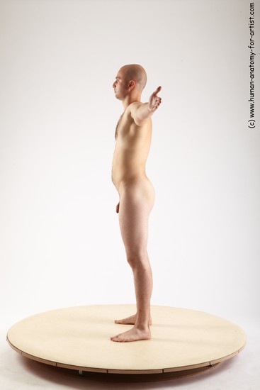 Nude Man White Standing poses - ALL Slim Bald Standing poses - simple Realistic