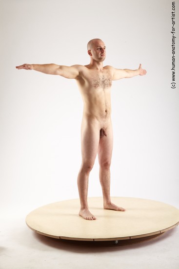 Nude Man White Standing poses - ALL Slim Bald Standing poses - simple Realistic