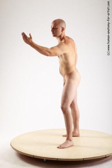 Nude Man White Standing poses - ALL Slim Bald Standing poses - simple Realistic