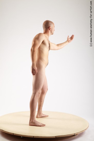 Nude Man White Standing poses - ALL Slim Bald Standing poses - simple Realistic