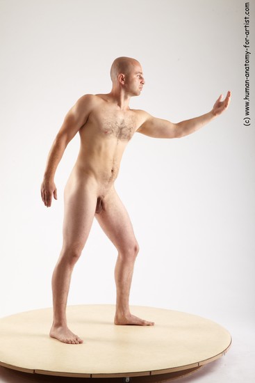 Nude Man White Standing poses - ALL Slim Bald Standing poses - simple Realistic