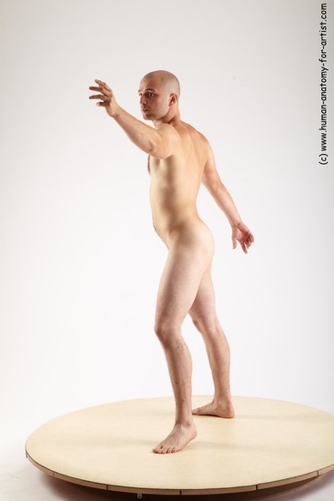 Nude Man White Standing poses - ALL Slim Bald Standing poses - simple Realistic