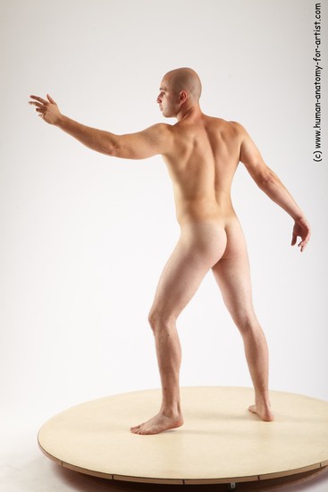 Nude Man White Standing poses - ALL Slim Bald Standing poses - simple Realistic