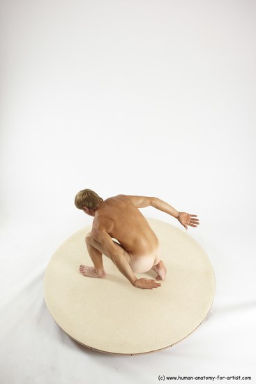 Nude Man White Kneeling poses - ALL Athletic Short Brown Kneeling poses - on one knee Multi angles poses Realistic