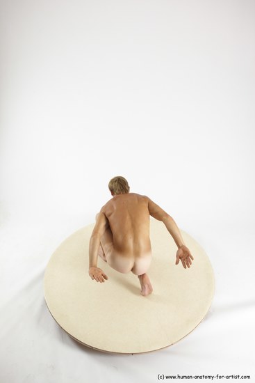 Nude Man White Kneeling poses - ALL Athletic Short Brown Kneeling poses - on one knee Multi angles poses Realistic