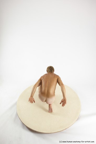 Nude Man White Kneeling poses - ALL Athletic Short Brown Kneeling poses - on one knee Multi angles poses Realistic