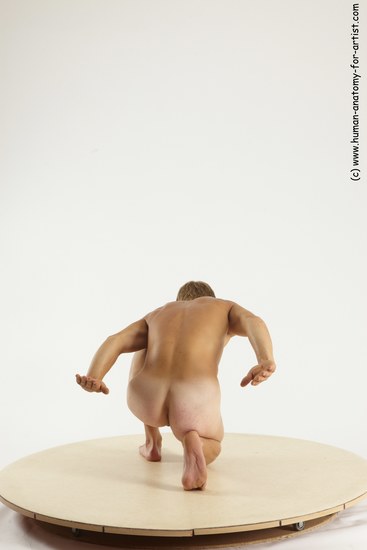 Nude Man White Kneeling poses - ALL Athletic Short Brown Kneeling poses - on one knee Multi angles poses Realistic