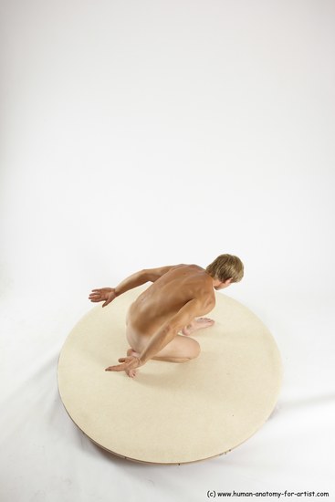 Nude Man White Kneeling poses - ALL Athletic Short Brown Kneeling poses - on one knee Multi angles poses Realistic