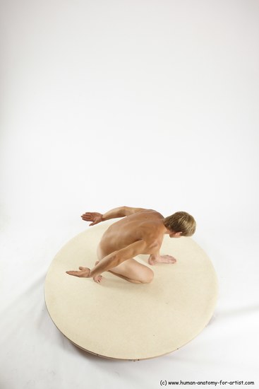 Nude Man White Kneeling poses - ALL Athletic Short Brown Kneeling poses - on one knee Multi angles poses Realistic