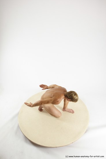 Nude Man White Kneeling poses - ALL Athletic Short Brown Kneeling poses - on one knee Multi angles poses Realistic