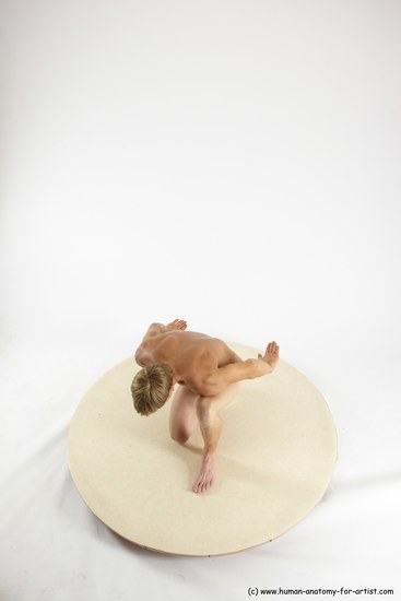 Nude Man White Kneeling poses - ALL Athletic Short Brown Kneeling poses - on one knee Multi angles poses Realistic