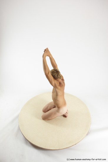 Nude Man White Kneeling poses - ALL Athletic Short Brown Kneeling poses - on both knees Multi angles poses Realistic