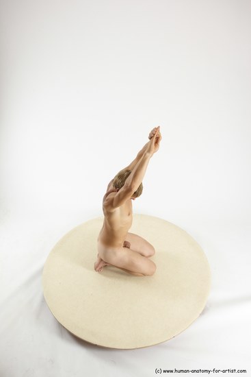 Nude Man White Kneeling poses - ALL Athletic Short Brown Kneeling poses - on both knees Multi angles poses Realistic