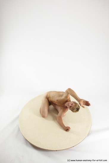 Nude Man White Kneeling poses - ALL Athletic Short Brown Kneeling poses - on both knees Multi angles poses Realistic