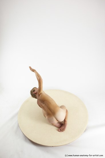 Nude Man White Kneeling poses - ALL Athletic Short Brown Kneeling poses - on both knees Multi angles poses Realistic