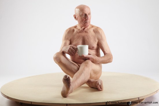 and more Nude Man White Sitting poses - simple Slim Bald Sitting poses - ALL Realistic