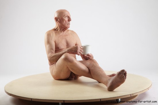 and more Nude Man White Sitting poses - simple Slim Bald Sitting poses - ALL Realistic