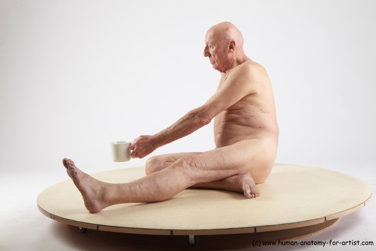 and more Nude Man White Sitting poses - simple Slim Bald Sitting poses - ALL Realistic