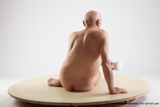 and more Nude Man White Sitting poses - simple Slim Bald Sitting poses - ALL Realistic