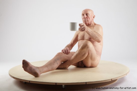 and more Nude Man White Sitting poses - simple Slim Bald Sitting poses - ALL Realistic