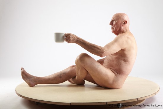 and more Nude Man White Sitting poses - simple Slim Bald Sitting poses - ALL Realistic