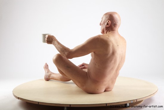 and more Nude Man White Sitting poses - simple Slim Bald Sitting poses - ALL Realistic