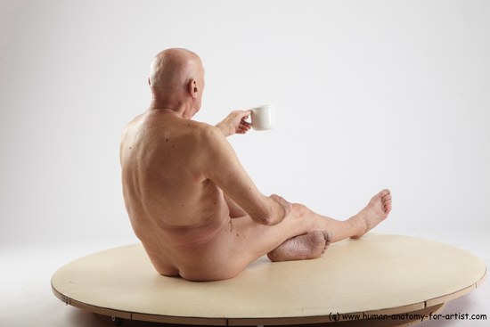 and more Nude Man White Sitting poses - simple Slim Bald Sitting poses - ALL Realistic