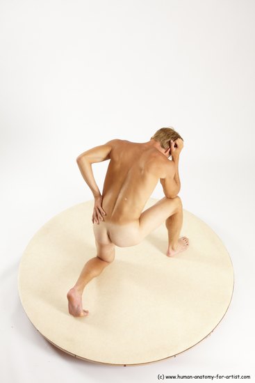 Nude Man White Kneeling poses - ALL Athletic Short Brown Kneeling poses - on one knee Multi angles poses Realistic