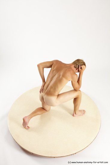 Nude Man White Kneeling poses - ALL Athletic Short Brown Kneeling poses - on one knee Multi angles poses Realistic