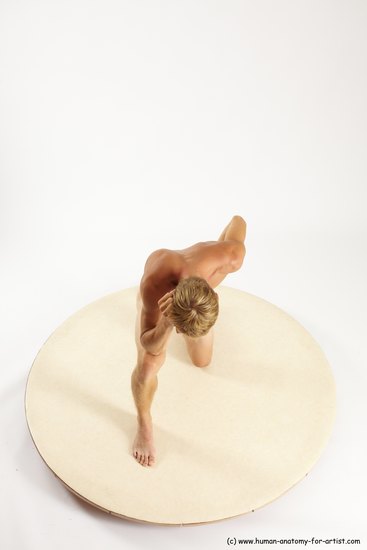 Nude Man White Kneeling poses - ALL Athletic Short Brown Kneeling poses - on one knee Multi angles poses Realistic