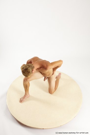 Nude Man White Kneeling poses - ALL Athletic Short Brown Kneeling poses - on one knee Multi angles poses Realistic