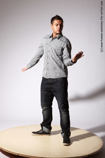 Casual Man White Standing poses - ALL Slim Short Brown Standing poses - simple Academic