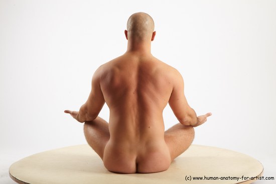 Nude Man White Sitting poses - simple Slim Bald Sitting poses - ALL Realistic