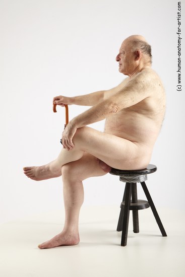 and more Nude Man White Sitting poses - simple Chubby Bald Grey Sitting poses - ALL Realistic