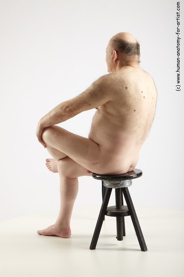 and more Nude Man White Sitting poses - simple Chubby Bald Grey Sitting poses - ALL Realistic