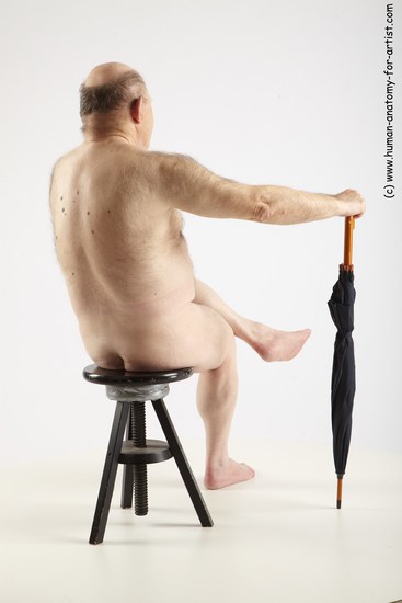 and more Nude Man White Sitting poses - simple Chubby Bald Grey Sitting poses - ALL Realistic