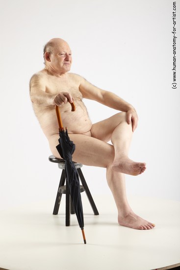 and more Nude Man White Sitting poses - simple Chubby Bald Grey Sitting poses - ALL Realistic