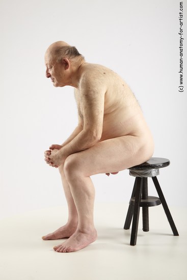 and more Nude Man White Sitting poses - simple Chubby Bald Grey Sitting poses - ALL Realistic