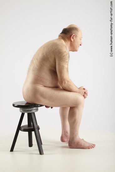 and more Nude Man White Sitting poses - simple Chubby Bald Grey Sitting poses - ALL Realistic