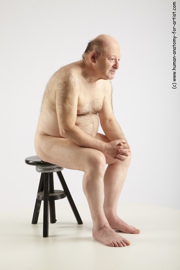 and more Nude Man White Sitting poses - simple Chubby Bald Grey Sitting poses - ALL Realistic